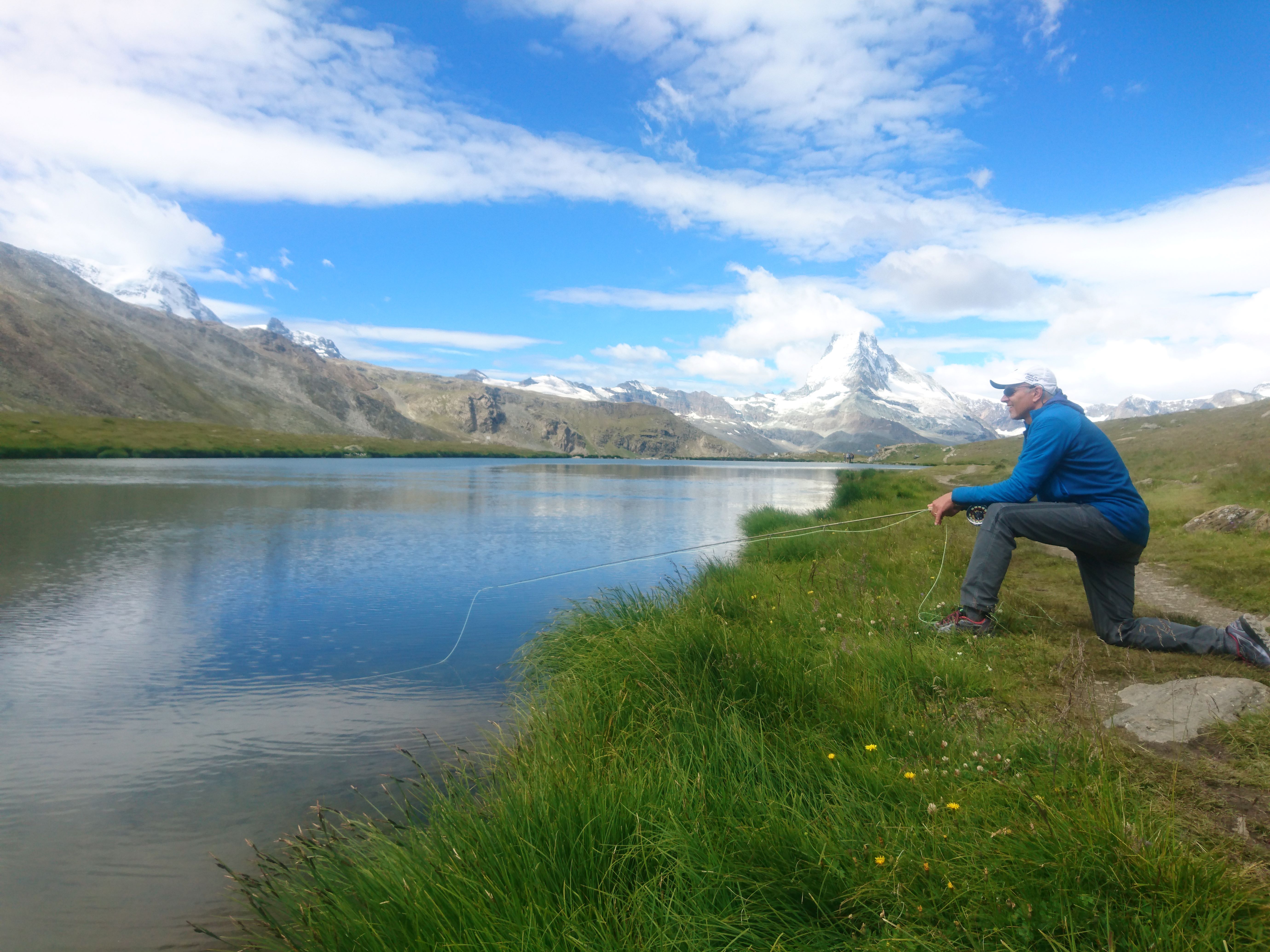 Fly Fishing in Switzerland, stalking at the foot of the Matterhorn